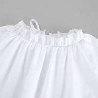 White Bow Lace-Up Elegant Loose Short Dress
