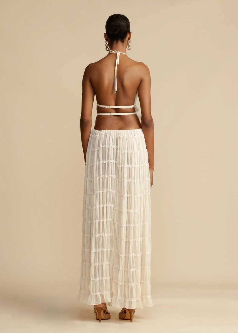 Backless Lace-Up Halterneck Sling Top Set