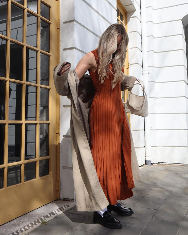 Striped Slimming Knitted Maxi Dress