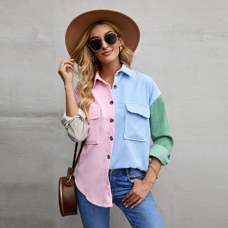 Color Block Loose Shirt