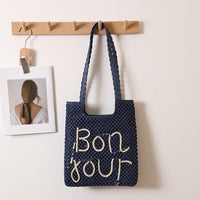 Letter Concave Bag Blue Beige Letters
