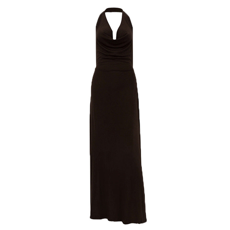 Sexy Halterneck Vest Dress Women Long Backless Party Evening Dress