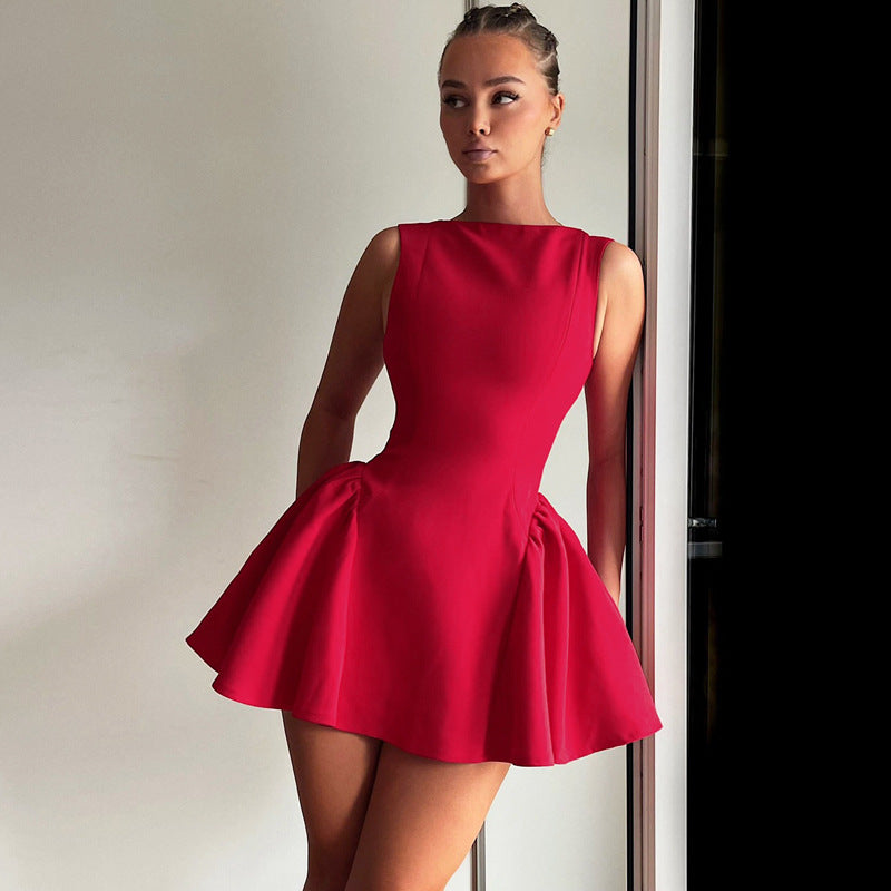 Solid Color Sleeveless Dress