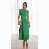 Stand Collar Cutout Maxi Dress