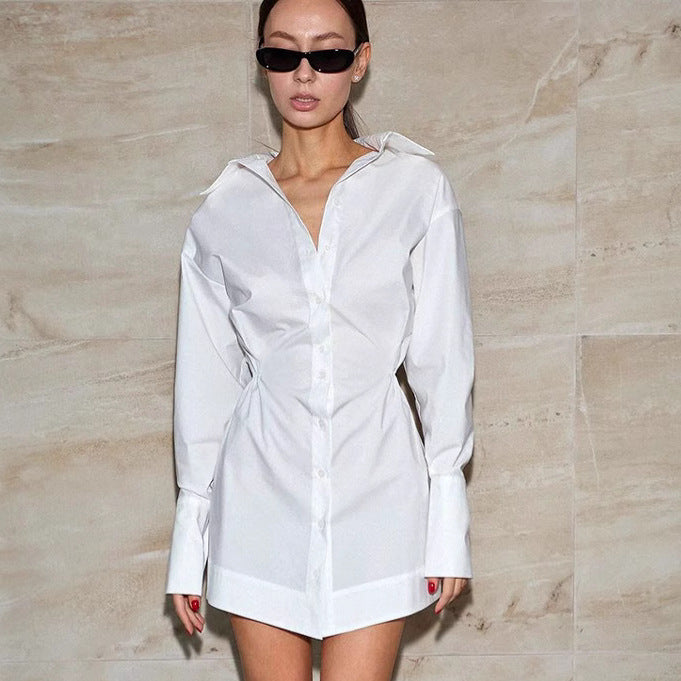 Polo Collar Shirt Dress
