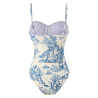 Retro Lace-Up One-Piece Swimsuit with Bag