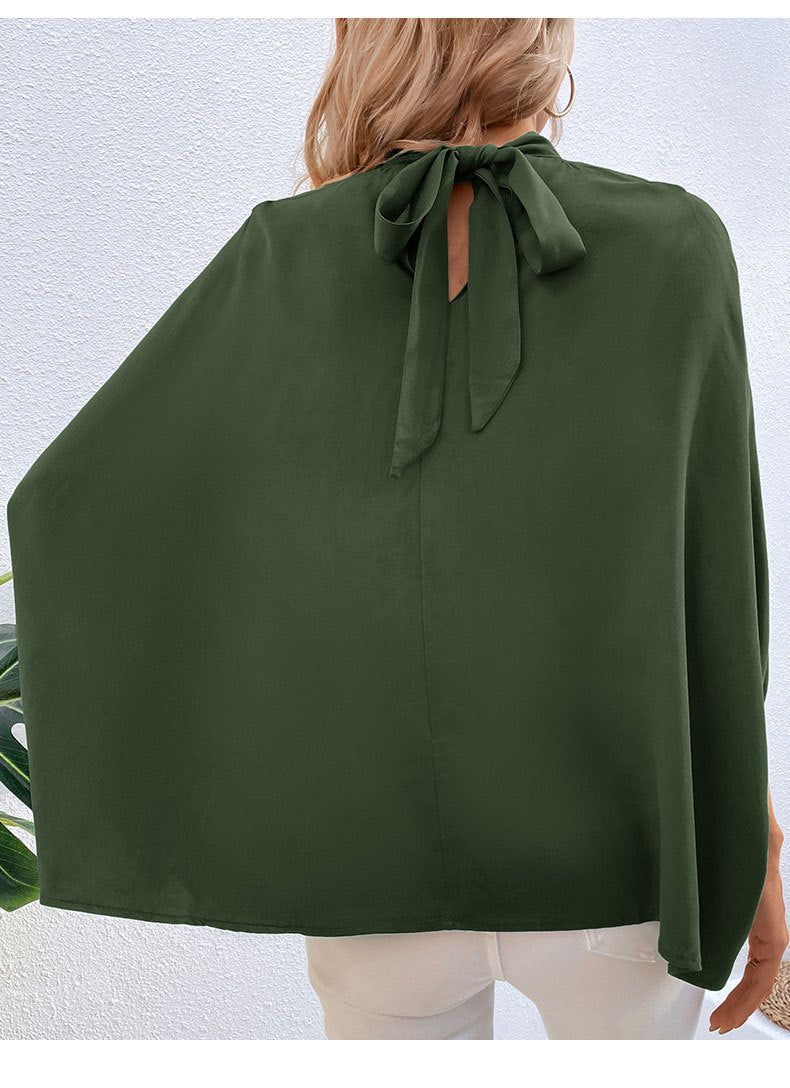 Solid Color Cutout Tie Shirt