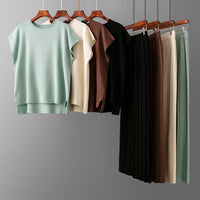 Ice Silk Sleeveless Top &amp; Wide Leg Pants Set