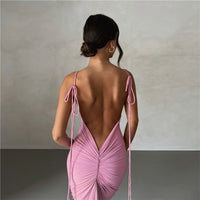 Backless Slim Fit Sheath Long Dress