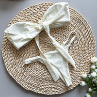 Solid Color Tube Top Bikini Set