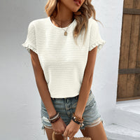 Slim Fit Knit Top with Ruffle Detail