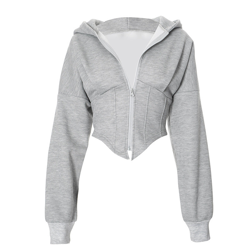 Cropped Hooded Cardigan Jacket
