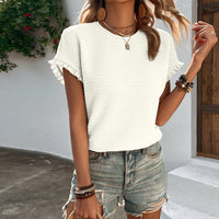 Slim Fit Knit Top with Ruffle Detail
