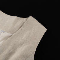 Cotton Linen Sleeveless Waistcoat & Shorts Set