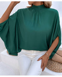 Solid Color Cutout Tie Shirt