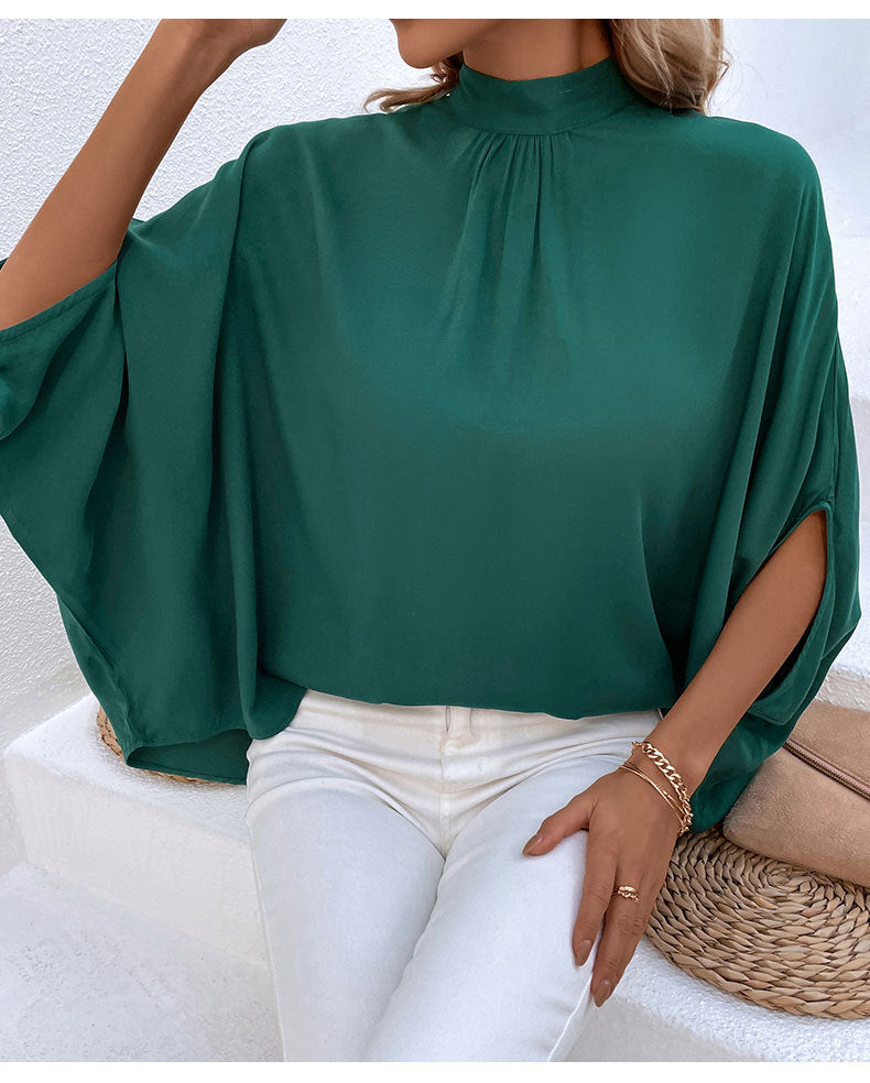 Solid Color Cutout Tie Shirt