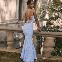 Boat Neck Backless Lace-Up Slim Strap Dress