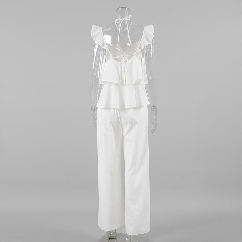 Cotton-Linen V-Neck Sleeveless Outfit sets