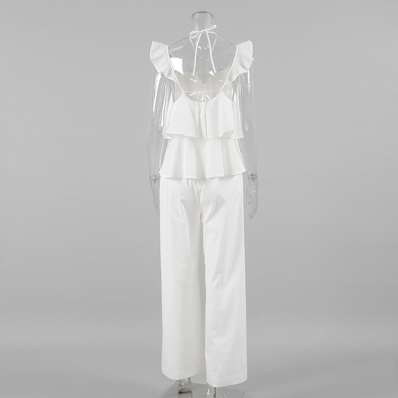Cotton-Linen V-Neck Sleeveless Outfit sets