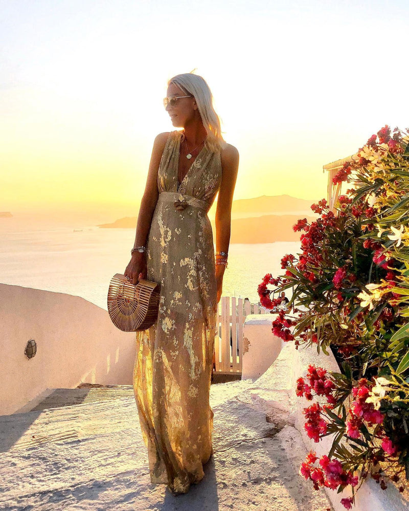 Elegant Halter V-Neck Summer Dress