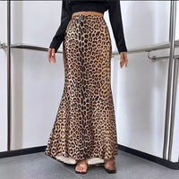 Leopard Print Sheath Fishtail Skirt