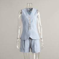 Cotton Linen Vest & Shorts Set