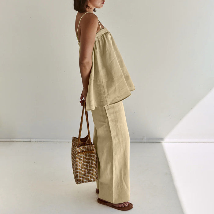 Puffy Camisole and Wide-Leg Pants Set