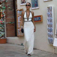 Spring Summer Suspender Sequined Printing Dress