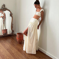 French Style Cropped Top and Skirt Set