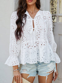 Casual Holiday Loose Lace-Up Blouse