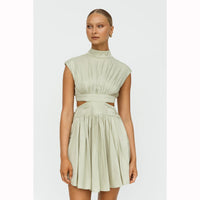 Stand Collar Cropped Mini Dress