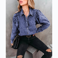 Lapel Casual Street Style Denim Shirt
