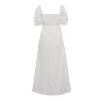French Design Square Collar Slimming Puff Sleeve A-Line Dress