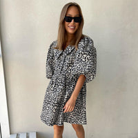 Peter Pan Collar Leopard Print Elegant Spring Dress