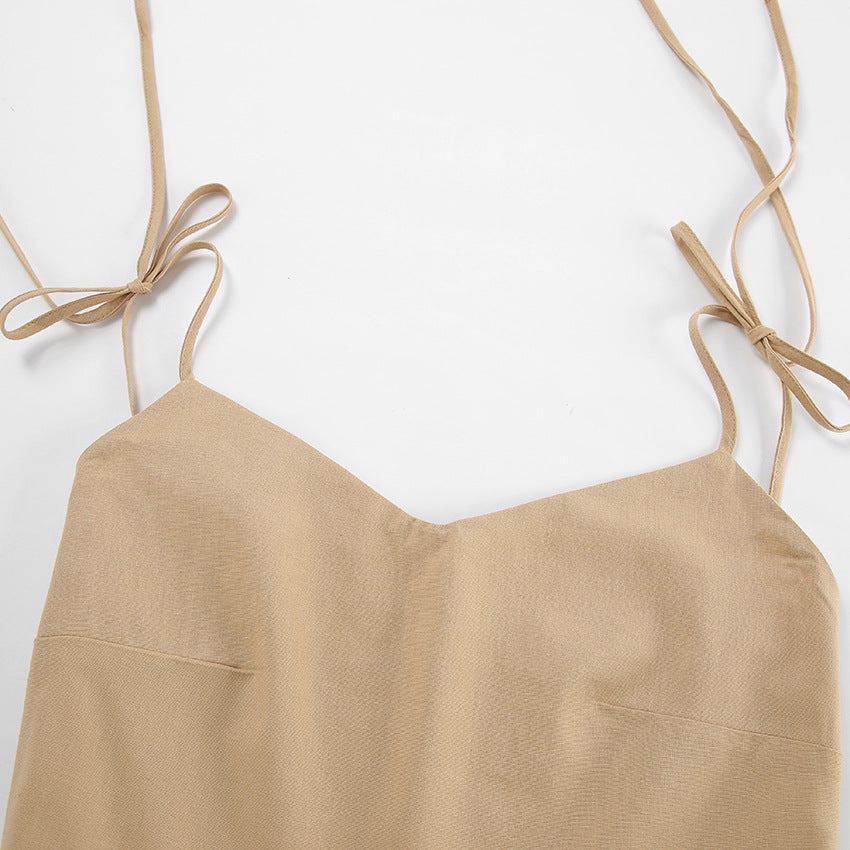 French Cotton Linen High-Waist Maxi Dress