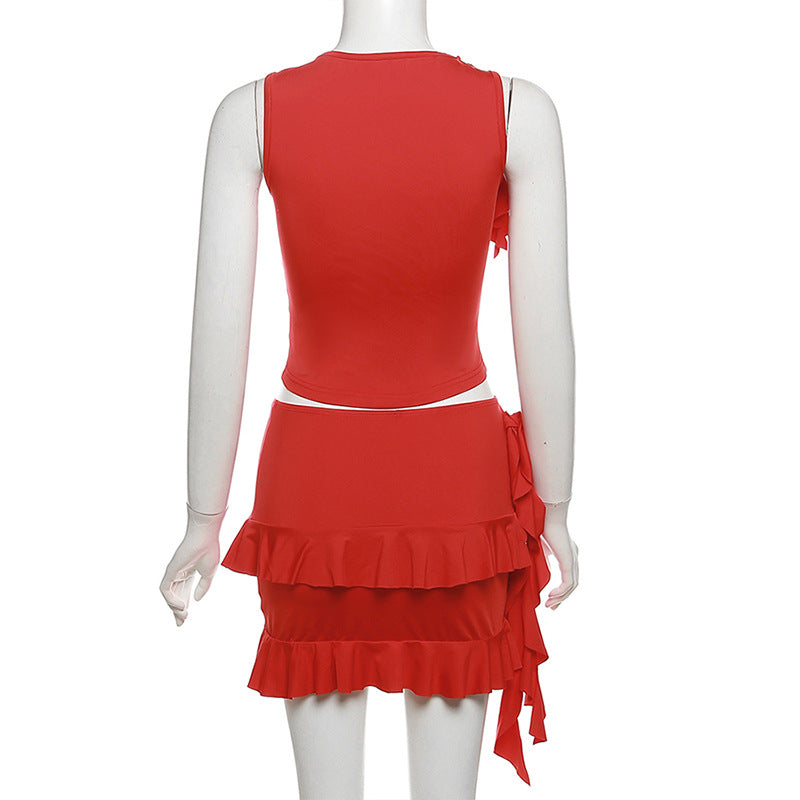 Elegant Sleeveless Top and Skirt Set