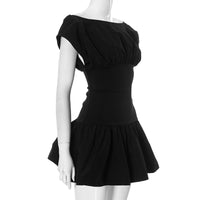 Women Clothing Elegant Solid Color Waist Tight Slim Fit Dress