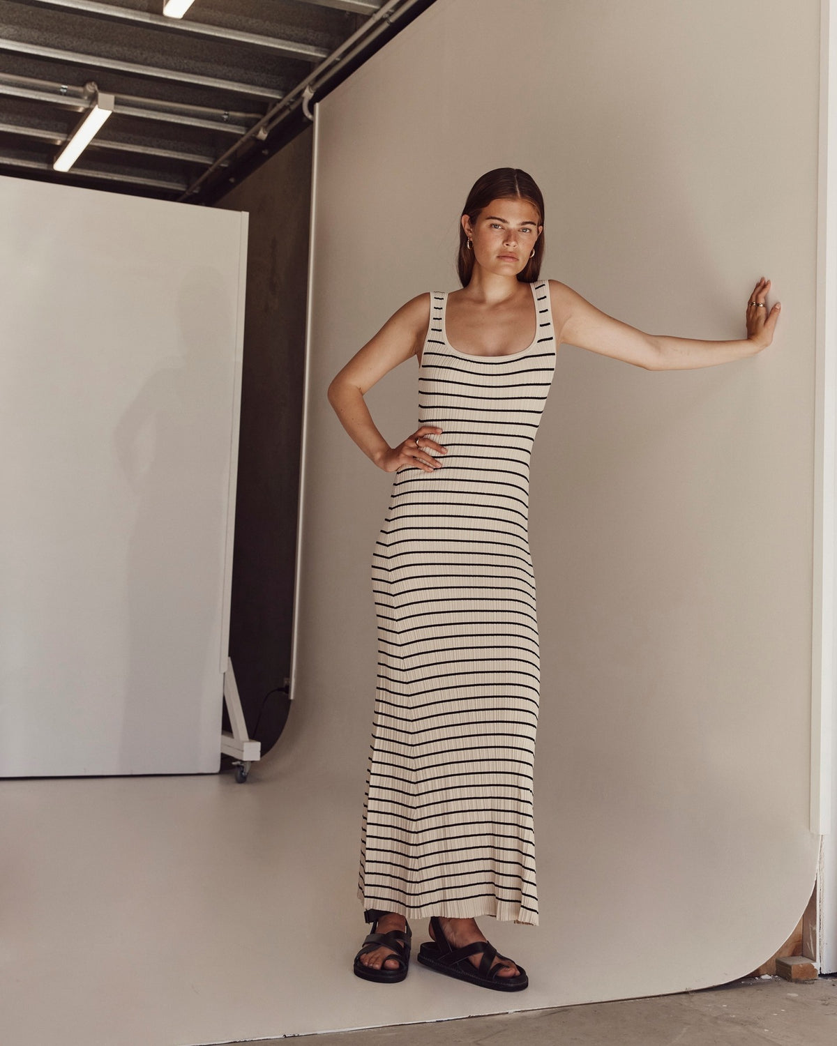 Striped Contrast Color Beach Vacation Dress