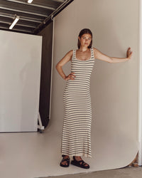 Striped Contrast Color Beach Vacation Dress