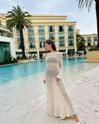 Mesh Cutout Knit Maxi Beach Dress