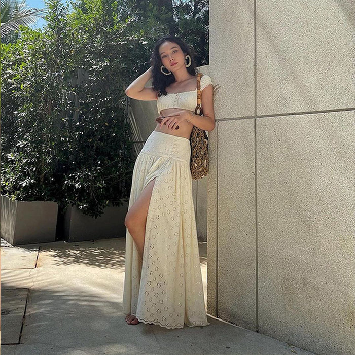 French Style Cropped Top and Skirt Set