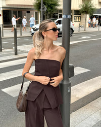 Retro Tube Top &amp; Wide-Leg Pants Set
