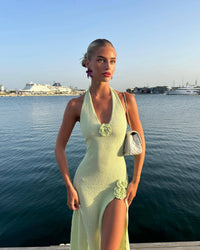 Deep V-Neck Backless Maxi Dress