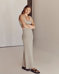 Striped Contrast Color Beach Vacation Dress
