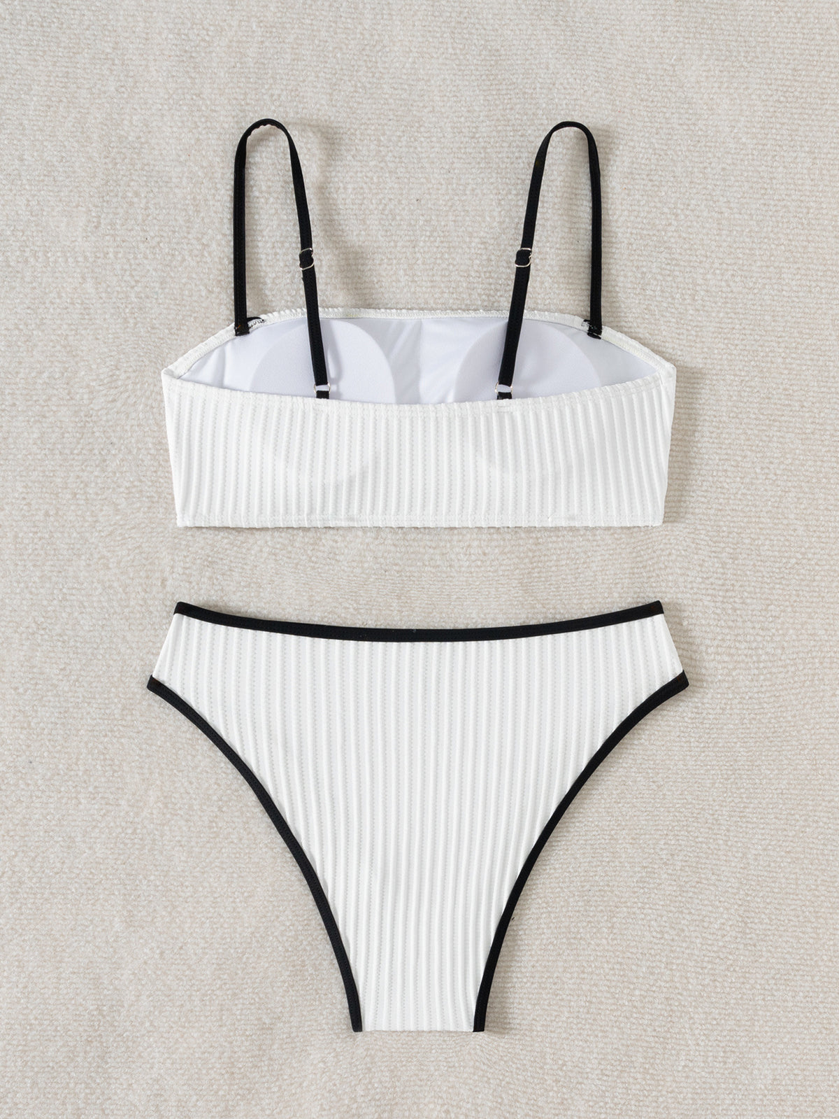 Women Seperated Swimwear Black White Swimsuit Bare Back Sexy Swimsuit