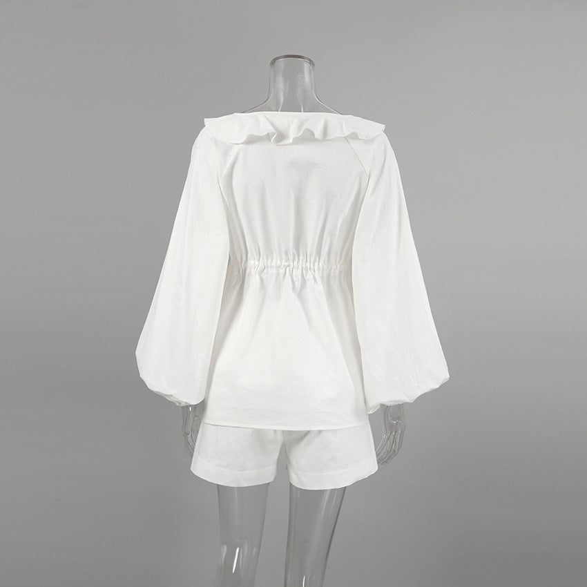White Cotton-Linen Two-Piece Set