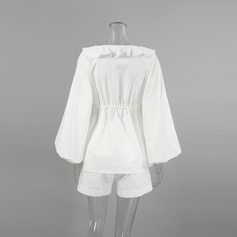 White Cotton-Linen Two-Piece Set