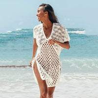 Knitted Hollow Out Cutout V-Neck cover-up