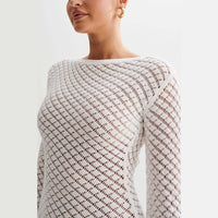 Spring Summer Beach Dress Women Solid Color Sexy Knitted Beach Bikini Swimsuit Blouse Sun Protective Clothing