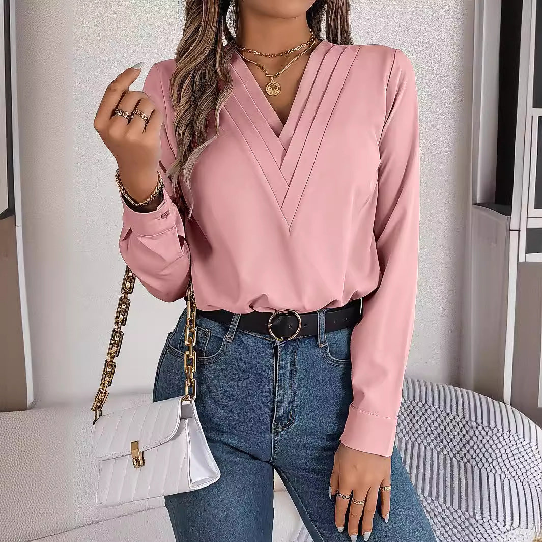 Stacked V-neck Blouse